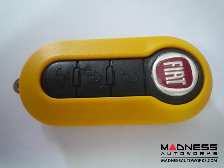 FIAT 500 Key Fob Housing and Uncut Key - Yellow Case