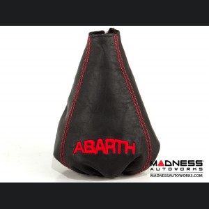 For Fiat 500 ABARTH 2007-2015 Manual Shift Boot Black Leather Red Stitch 
