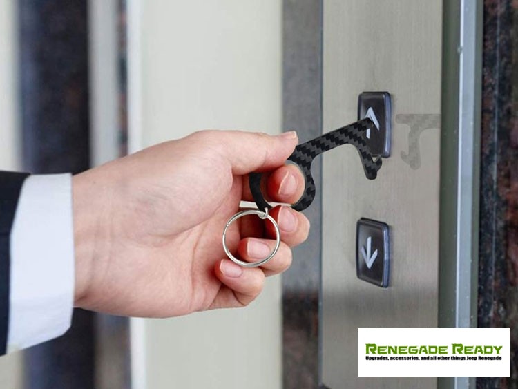 No Touch Door Opener/ Contactless Button Tool Carbon Fiber Keychain