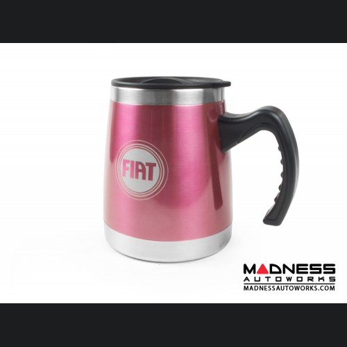 Desk Mug (16oz) - Stainless Steel - FIAT Logo -  Pink Finish 