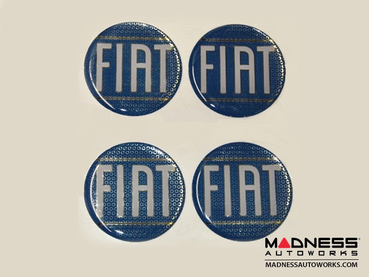 Wheel Badges (4) - Classic FIAT Inspired Design - 1.75" - Blue