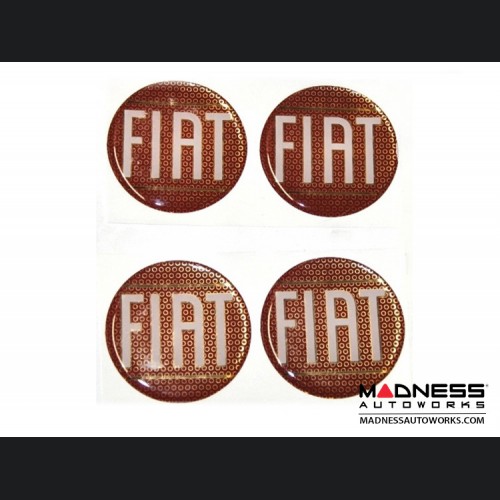 Wheel Badges (4) - Classic FIAT Inspired Design - 2" - Red