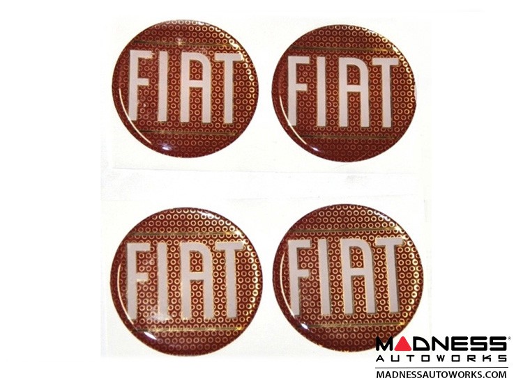 Wheel Badges (4) - Classic FIAT Inspired Design - 2" - Red