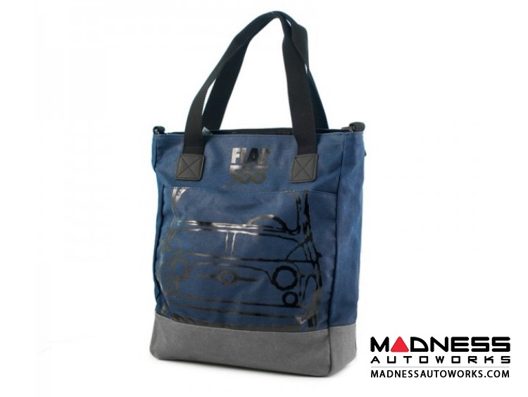 Classic Fiat 500 Tote Bag - Blue with Grey