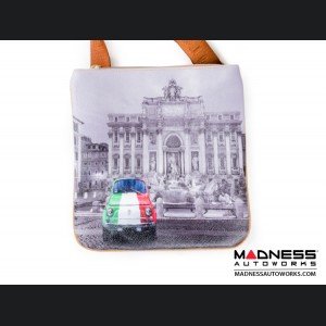 Fiat 500 Shoulder Bag - Classic Fiat 500 Tricolor / Trevi Fountain Theme