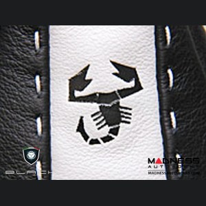 FIAT 500 Gear Shift Boot - Black and White Leather - Tuxedo w/ Scorpion Logo & Italian Flag