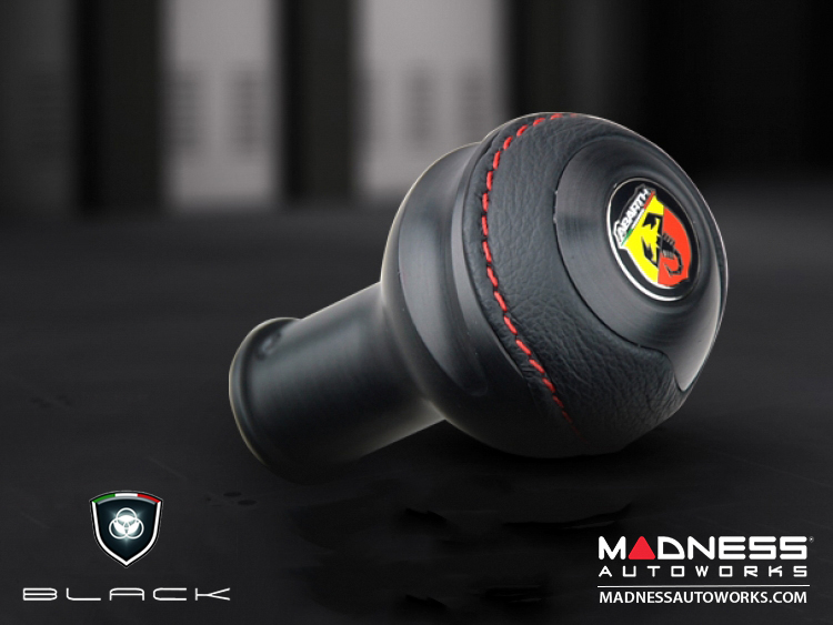 FIAT 500 Gear Shift Knob by BLACK Black Base/ Black Leather Top