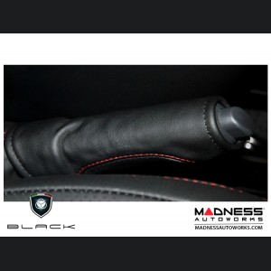 FIAT 500 eBrake Handle Cover - Leather - Black w/ Red Stitching
