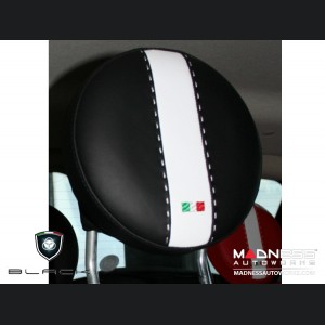 FIAT 500 Headrest Cover Set - Front - Black/ White Tuxedo Design