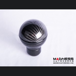 FIAT 500 Gear Shift Knob by BLACK  - Carbon Fiber Top/ Black Base and Black Side Stripe