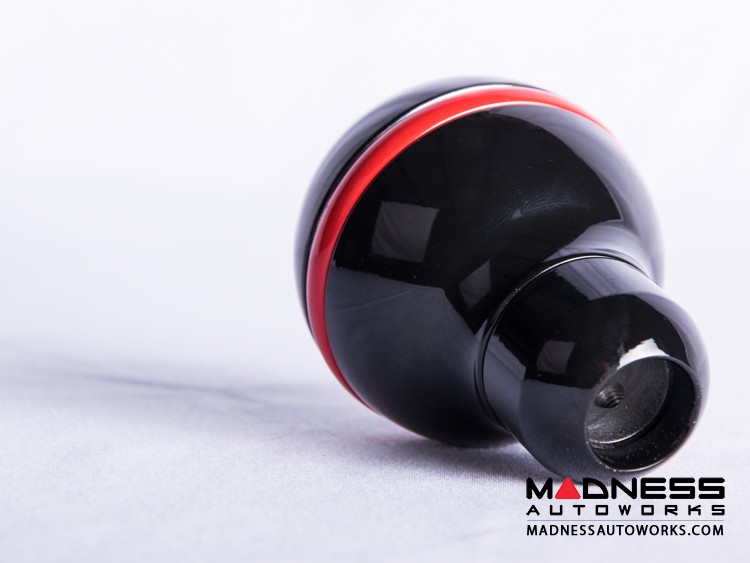 FIAT 500 Gear Shift Knob by BLACK  - Carbon Fiber Top/ Black Base and Red Side Stripe