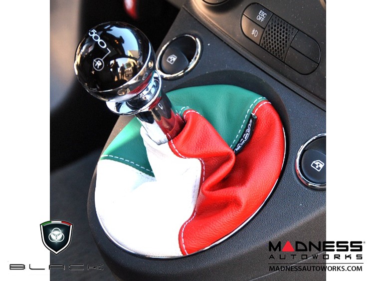 FIAT 500 Gear Shift Boot - Italian Colors Leather w/ ABARTH Logo