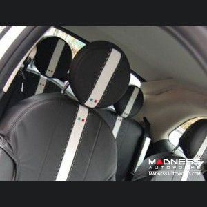 FIAT 500 Headrest Covers - Black/ White Tuxedo - Front Set