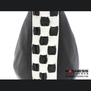 FIAT 500 eBrake Boot - Black Leather w/ White Checker Design 
