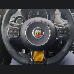 FIAT 500 ABARTH Steering Wheel Lower Center Trim Piece - Carbon Fiber - EU Model - Yellow Candy