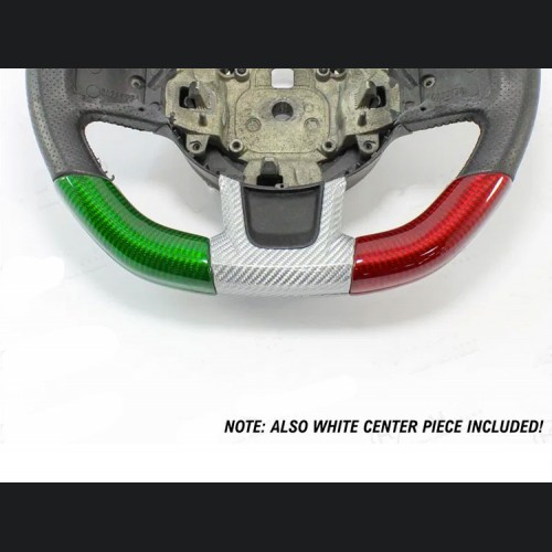 FIAT 500 ABARTH Steering Wheel Sides Cover And Center - Carbon Fiber - 595 Edition - Italian Theme