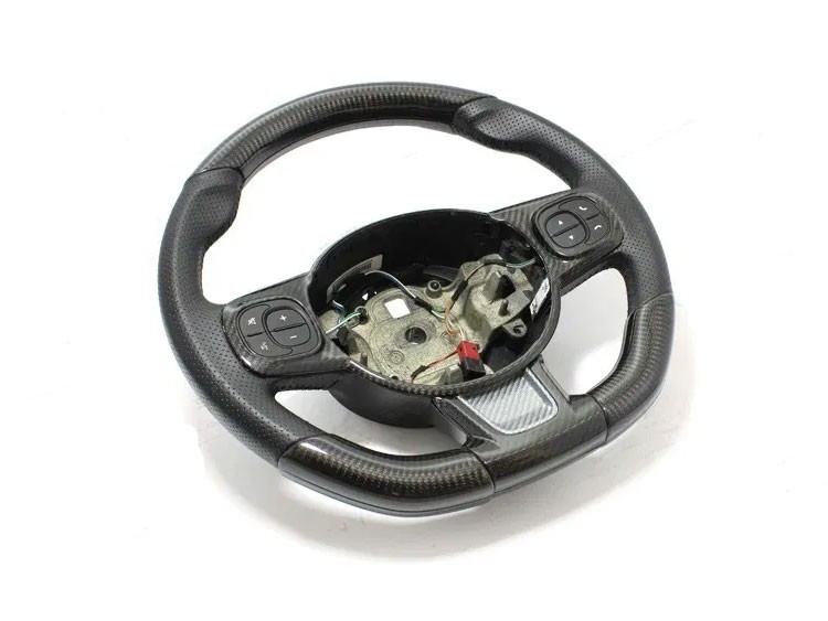 FIAT 500 ABARTH Upper Steering Wheel Trim - Carbon Fiber - EU Model - Orange Candy