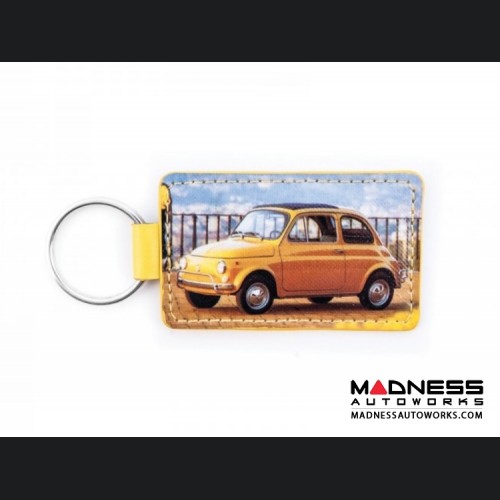 Keychain - Classic Fiat 500 - PVC - Yellow