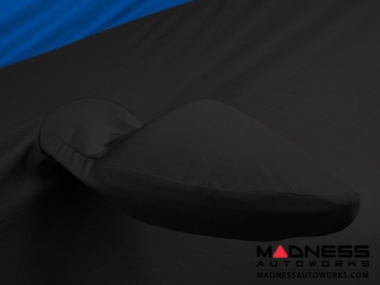 FIAT 500 Custom Vehicle Cover - Indoor Satin Stretch - Black w/ Grabber Blue