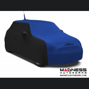 FIAT 500 Custom Vehicle Cover - Indoor Satin Stretch - Black w/ Grabber Blue