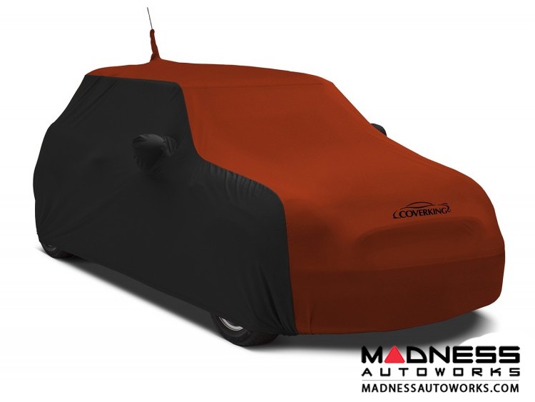 FIAT 500 Custom Vehicle Cover - Indoor Satin Stretch - Black w/ Go Mango Orange