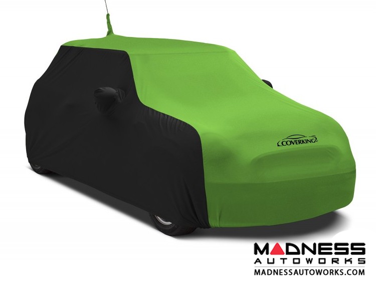 FIAT 500 Custom Vehicle Cover - Indoor Satin Stretch - Black w/ Synergy Green