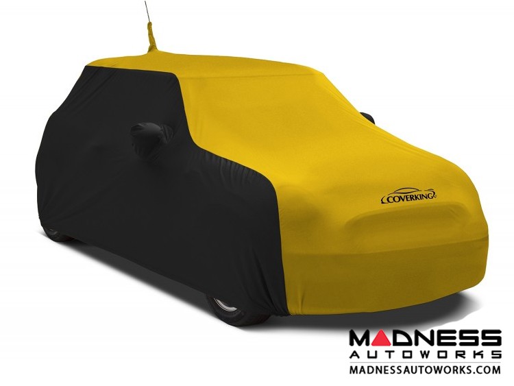 FIAT 500 Custom Vehicle Cover - Indoor Satin Stretch - Black w/ Velocity Yellow