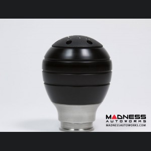 FIAT 500 Gear Shift Knob - Stainless Steel w/ Black Acetal Outer Sleeve + Black Top - ABARTH Version