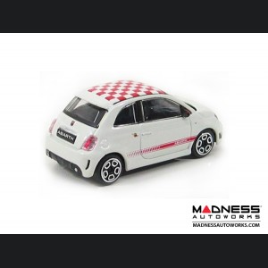 FIAT 500 Diecast Model 1/24 scale - ABARTH  (White with Red Checker top)