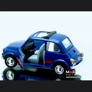 FIAT 500 Classic Diecast Model 1/24 scale - Blue w/ Red Racing Stripe