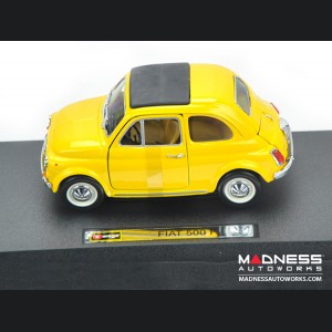 FIAT 500 F Classic Die Cast Model 1/24 Scale - Yellow - Bijoux Collezione by Bburago
