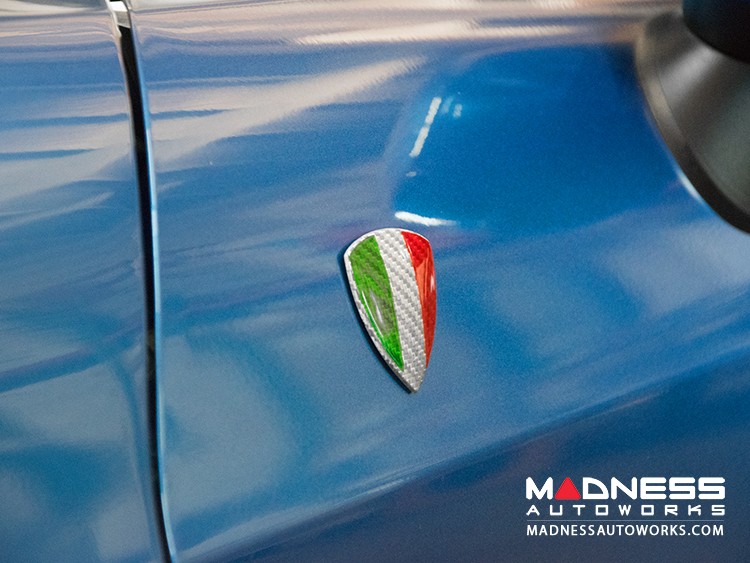 FIAT 124 Badges - Carbon Fiber - Italian Theme Shield