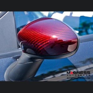FIAT 500 Mirror Covers - Carbon Fiber - Red Candy