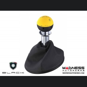 FIAT 500 Gear Shift Knob by BLACK - Yellow Top w/ Silver Base