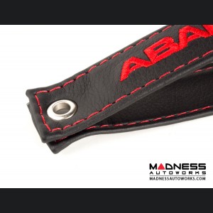 FIAT 500 Trunk Handle / Pull Strap - Black w/ Red Stitch + ABARTH Logo