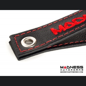 FIAT 500 Trunk Handle / Pull Strap - Black - Red MADNESS Logo