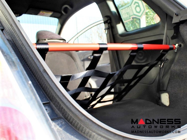 FIAT 500 Rear Harness Bar w/ Net - Red Bar w/ Black Net