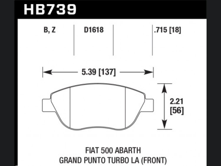 FIAT 500 Brake Pads - Front - Hawk - HPS 5.0 - ABARTH/ Turbo Models