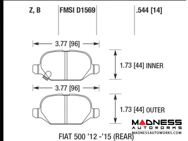FIAT 500 Brake Pads - Rear - Hawk - HPS 5.0 - All Models
