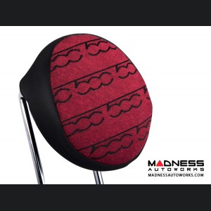 FIAT 500 Headrest Covers - Red w/ 500 Logos - Front Set
