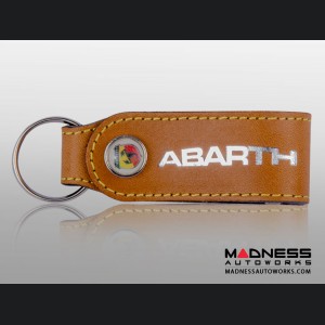 Keychain - Leather Band - ABARTH Logo - Brown