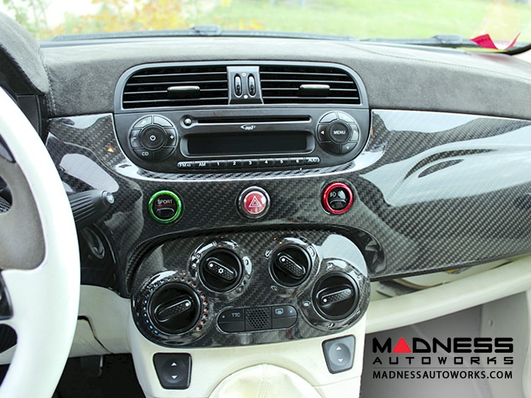 FIAT 500 Dashboard Button Trim Kit - Carbon Fiber - Green/ Black/ Red
