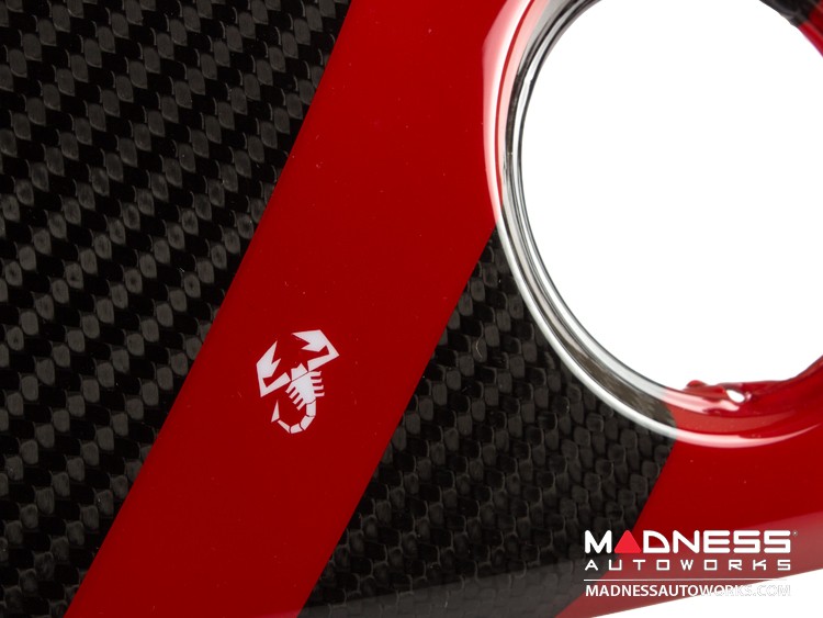 FIAT 500 Custom Dashboard - Carbon Fiber - Red Racing Stripe w/ White Scorpion