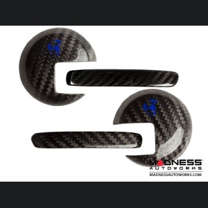 FIAT 500 Interior Door Handle Kit - Carbon Fiber - Blue Scorpion Design