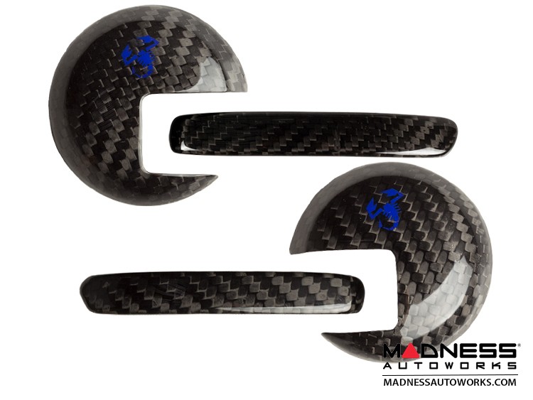 FIAT 500 Interior Door Handle Kit in Carbon Fiber - Blue Scorpion   