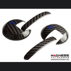 FIAT 500 Interior Door Handle Kit - Carbon Fiber - Blue Scorpion Design