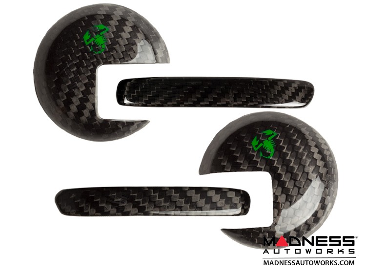FIAT 500 Interior Door Handle Kit in Carbon Fiber - Green Scorpion