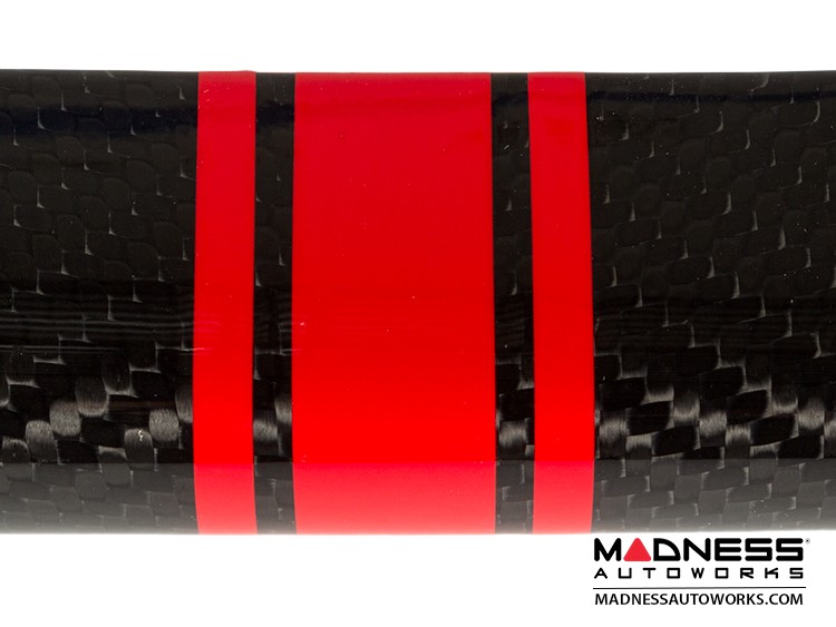 FIAT 500 Front Spoiler - Carbon Fiber - Red Racing Stripe w/ White Scorpion
