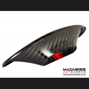 FIAT 500 ABARTH Headrest Inserts - Carbon Fiber (4pc set) - Red Racing Stripe w/ Scorpion 