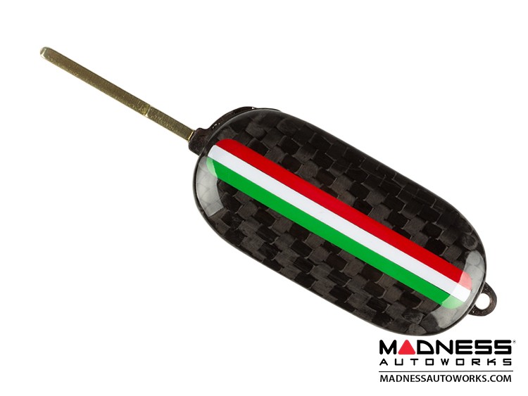 FIAT 500 Key Fob Housing - Carbon Fiber - Italian Racing Stripe